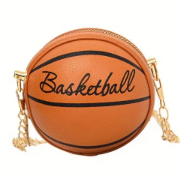 NEW NWT Trendy Print Round Bag  Basketball Design Mini Chain Shoulder - Picture 1 of 3